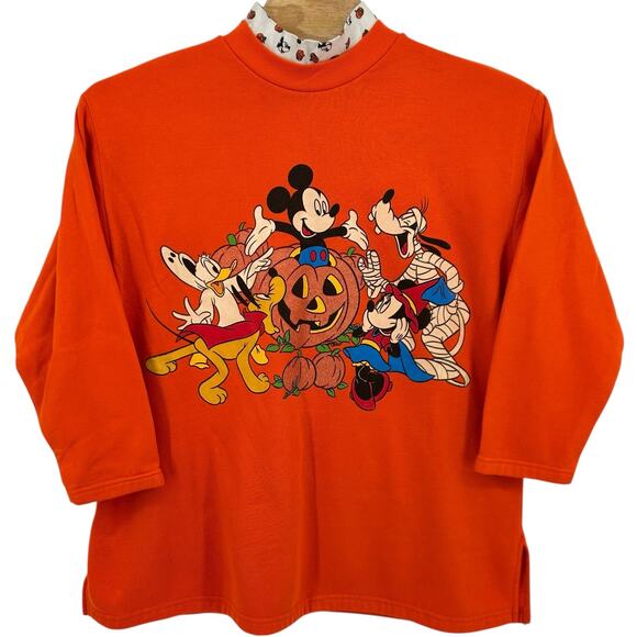 VTG 90s Women's GLOW IN THE DARK Mickey Unlimited Halloween Graphic Crewneck 2XL - Picture 1 of 12